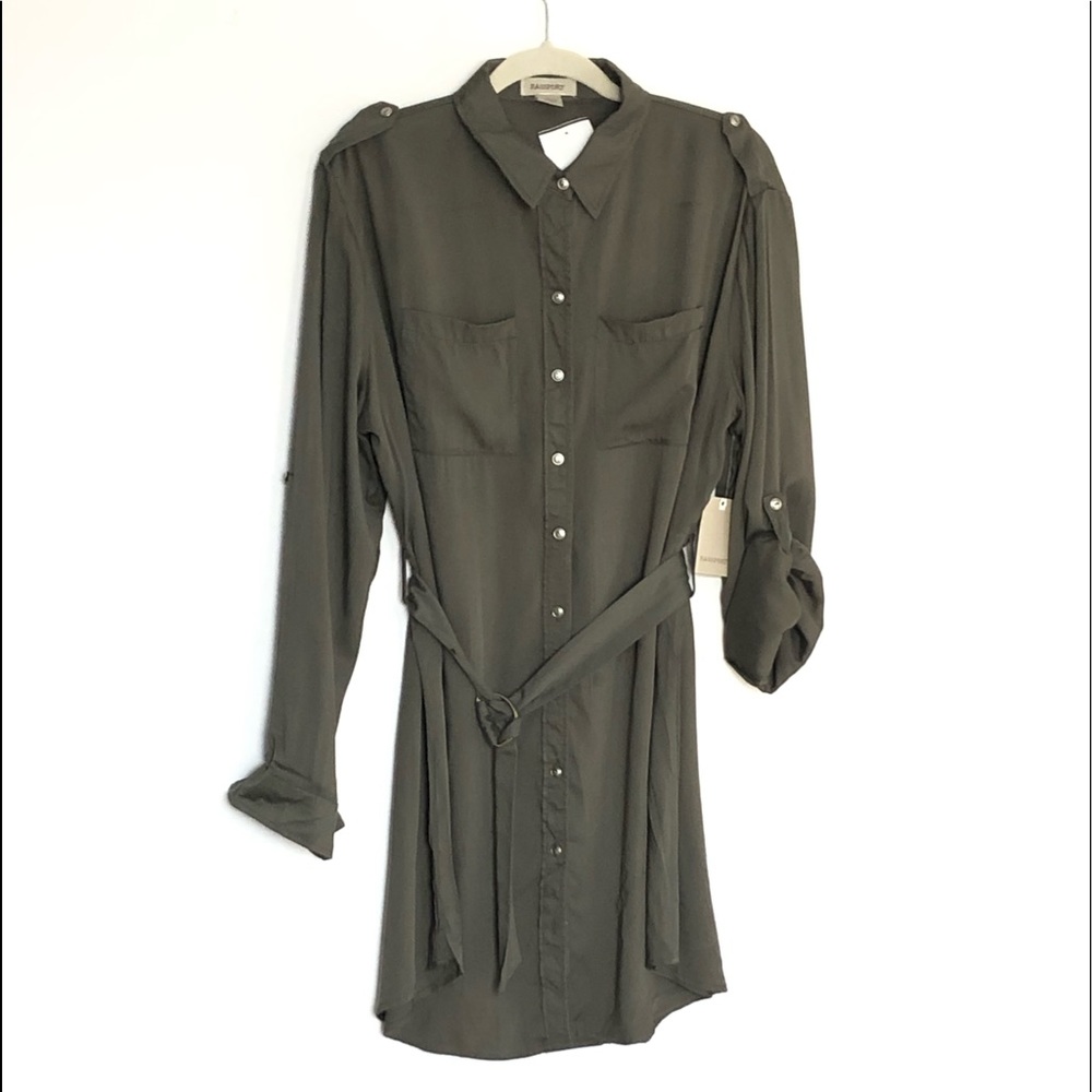 PASSPORT Olive Shirt Belted Dress